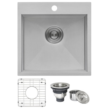 Ruvati RVH8118 18x18" Drop-in Topmount Bar Prep Sink Stainless  Single Bowl