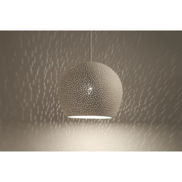 Claylight 9'' Symmetrical Pendant, White, Dot Pattern, Led Bulb