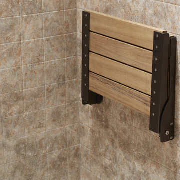 Accessible Walk-In Shower with Grab Bars and Fold-Down Seat