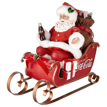 Kurt Adler Coca-Cola Santa in Sleigh Tabletop Christmas Decoration, 10"