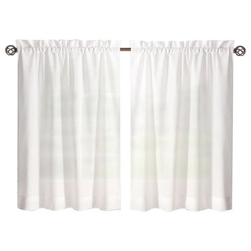 Ellis Curtain Stacey Tailored Tier Pair Curtains, White, 56"x24"