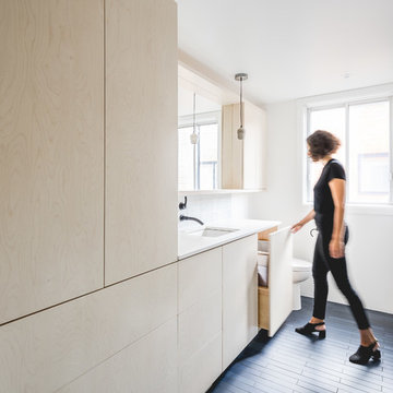 Blue floor bathroom
