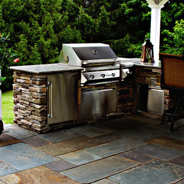 Pavilion with Outdoor Kitchen and Bluestone Patio