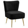 Tess Channel Tufted Velvet Upholstered Accent Chair, Black