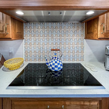 Two-Tone Kitchen Design: Natural Cherry Cabinets and Slate Island
