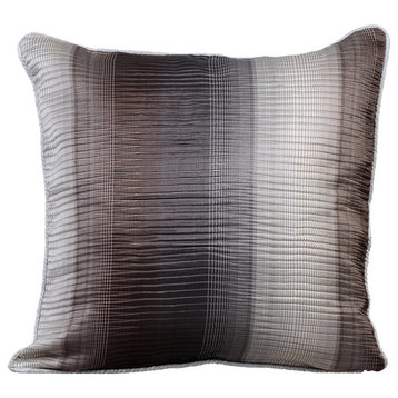 Gray Decorative Pillow Covers 18"x18" Silk, In Two Minds