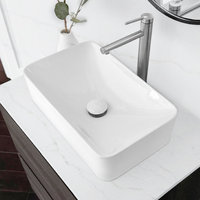 STYLISH Vessel Sink Pop-Up Drain with white ceramic cap without overflow
