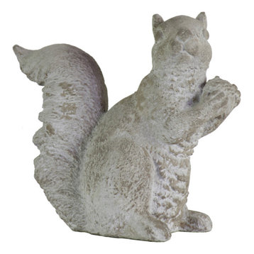 Benjara Cement Squirrel Figurine with Side Facing Head and Crossed Hands Gray