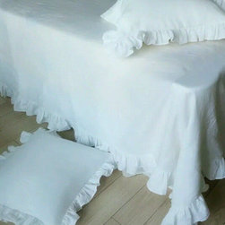 Ruffled Linen Sheets - Flat Sheets