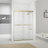 Spezia Double Sliding Frameless Shower Door, Brushed Gold, 60" W X 76" H