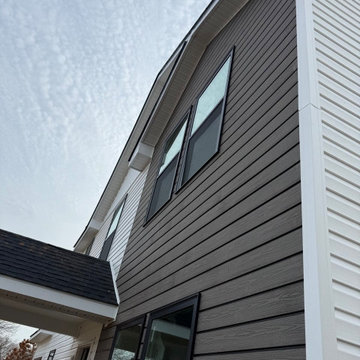 Wood composite and vinyl siding exterior