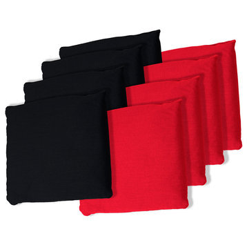 Championship Cornhole Bean Bags, Black/Red, Set of 8