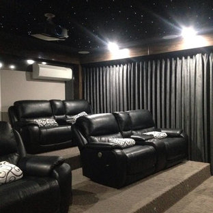 Inspiration for a modern home theater remodel in Geelong