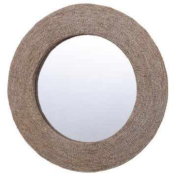 Harper Whitewashed Round Wall Mirror With Rope Detail