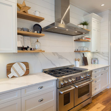 Custom White and Navy Kitchen in White Rock