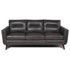 Rex Mid-Century Leather Sofa in Gray