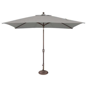 Catalina 6'x10' Rectangle Push Button Tilt Umbrella, Cast Silver