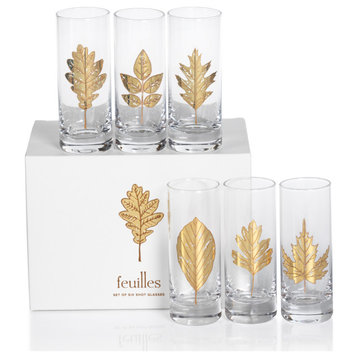 Feuilles Shot Glasses, Set of 6