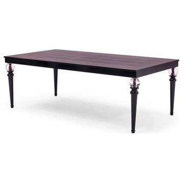 Zephyr Transitional Black Crocodile Lacquer & Crystal Dining Table
