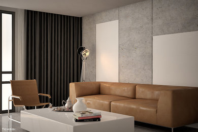 Inspiration for a modern loft-style living room remodel in Tel Aviv with gray walls