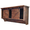 HomeRoots Rustic Wooden Shelf With Barn Door Storage and Hooks