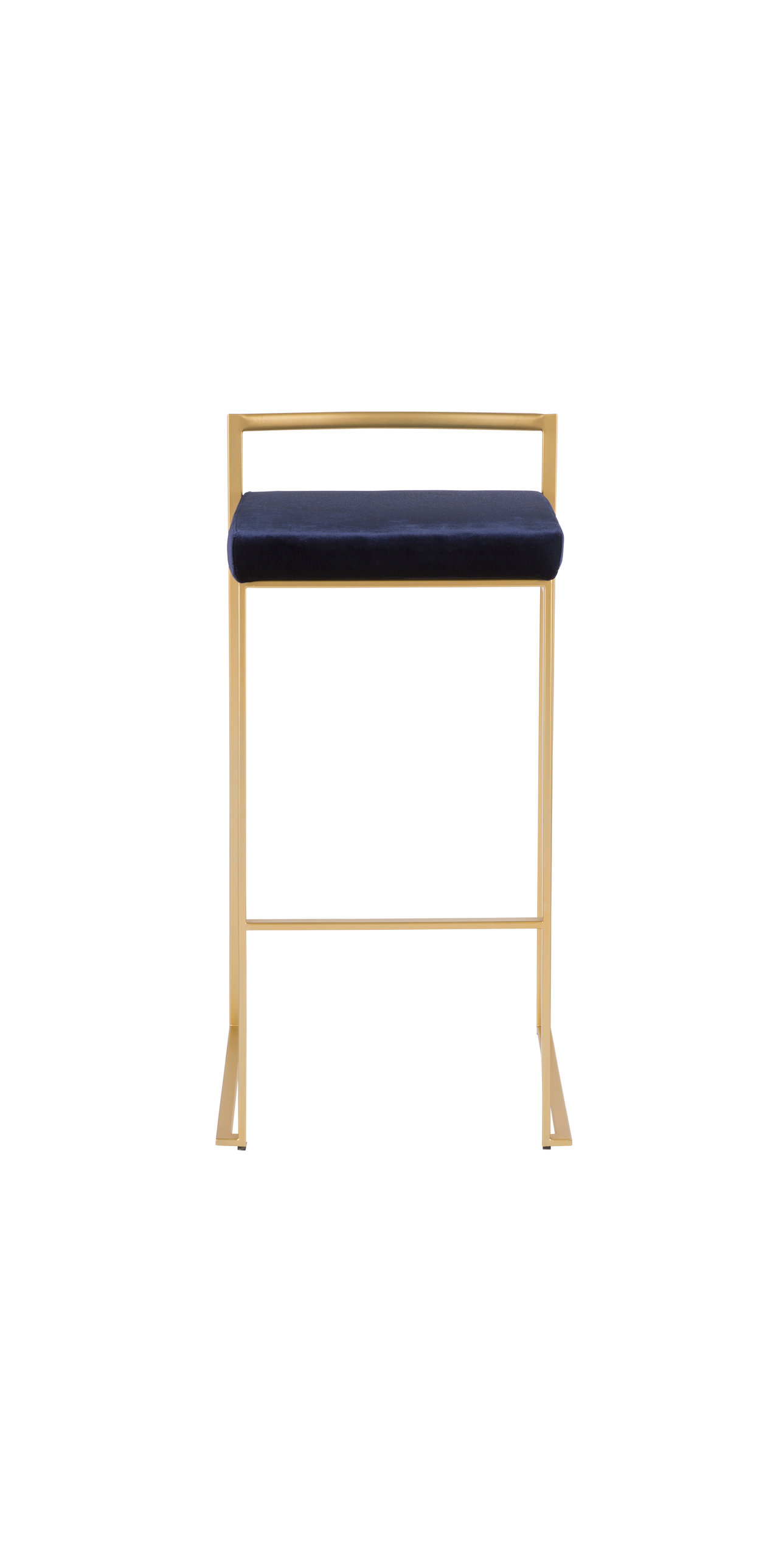 LumiSource Fuji Barstool, Gold With Blue Velvet, Set of 2