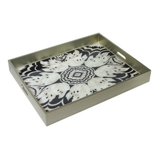 Handmade Reverse Painted Mirror Tray  Gold Dots - Extra Large Arcadia Home main image 1