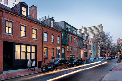 This is an example of a traditional brick house exterior in Boston.