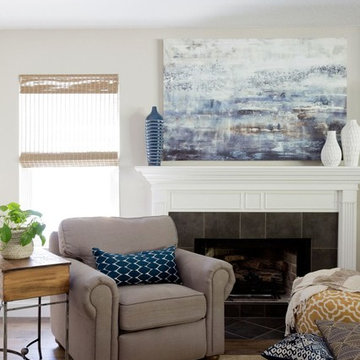 Transitional Open Concept Kitchen and Family Room