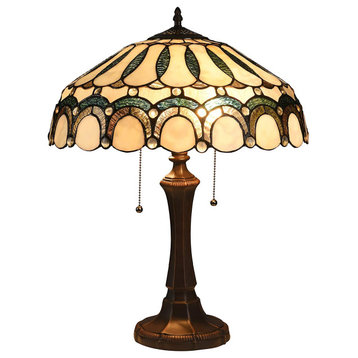 CLAUDE Tiffany-style 2 Light Victorian Table Lamp 17inches Shade