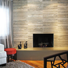 Honed Limestone Fireplace