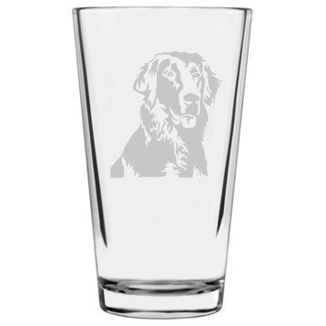 Flat-Coated Retriever Dog Themed Etched All Purpose 16oz. Libbey Pint Glass