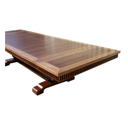 Custom Solid Mahogany Extension Trestle Dining Table - Products