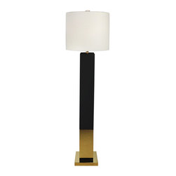 Worlds Away Charlotte Black Lacquer and Brass - Floor Lamps