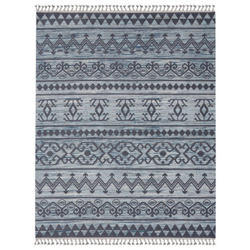 Nourison Asilah High Low Moroccan Geometric Indoor Rug, Light/Blue/Charcoal, 8'