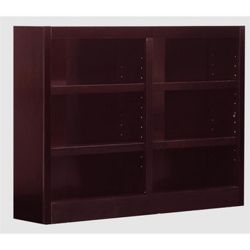 Bowery Hill Traditional 36" Tall 6-Shelf Double Wide Wood Bookcase in Cherry