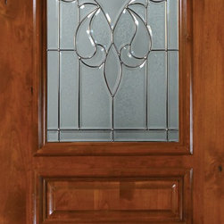 Slab Single Door 96 Wood Alder New Orleans 3 Panel Arch Lite Glass - Front Doors
