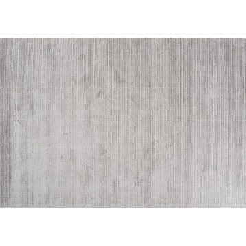 Modern Scandinavian Rug, Subtle Striped Colors, Gray, 5'7" X 7'9"