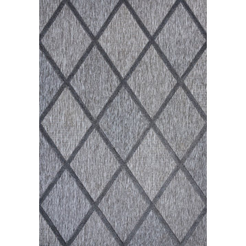 Salines Diamond Trellis Indoor/Outdoor Area Rug, Dark Gray, 3'1"x5'
