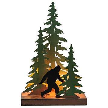 Rustic Metal Bigfoot Forest Stroll Accent Lamp Decorative Sasquatch Home Decor