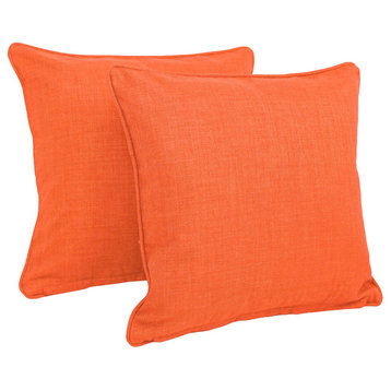 18" Outdoor Spun Polyester Square Throw Pillows, Set of 2, Orange