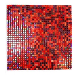 GBM Manufacturing - Galaxy 12"x12" Glass Square Mosaic Tile,Glossy Iridescent Red, Single Sheet - Mosaic Tile
