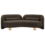 Meridian Furniture - Daphne Upholstered Chair/Loveseat/Sofa, Brown, Boucle Fabric, Sofa - A cloud-like oasis of comfort, the Daphne brown boucle sofa is a modern sensation. Its plush upholstery invites you to sink in and relax, while the curved design offers both support and opulence. The sofa's unique silhouette is complemented by a choice of black or natural wooden legs, allowing you to customize it to your personal taste. Whether you're looking for a stylish accent piece or a comfortable spot to unwind, the Daphne sofa is the perfect choice.