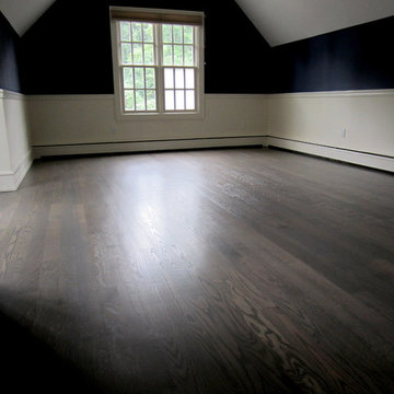 NISSEQUOGUE:  CUSTOM GREY STAIN ON RED OAK - BONA TRAFFIC HD POLY