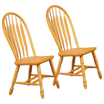Selections Comfort Windsor Dining Side Chairs in Light Oak Solid Wood (Set of 2)