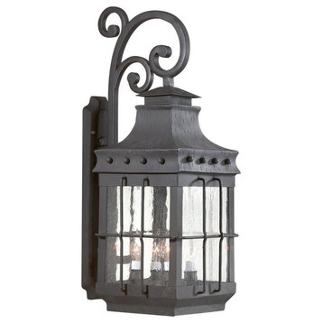 Dover, Outdoor Wall Lantern, Incandescent, Natural Bronze Finish, Clear Glass
