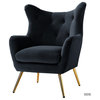 Tufted Accent Chair With Golden Legs, Black