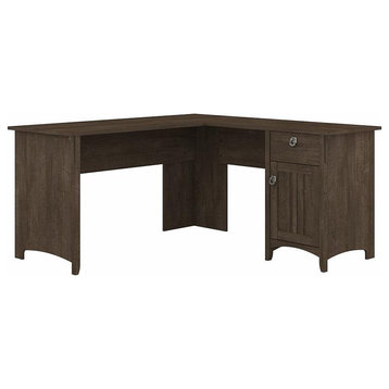 Scranton & Co 60" Contemporary Engineered Wood L-Desk with Storage in Ash Brown