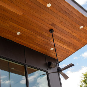 Ipe soffit w/ Fan & light fixtures