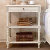 Napoleon French Country Old Creme Caned Nightstand Side Table